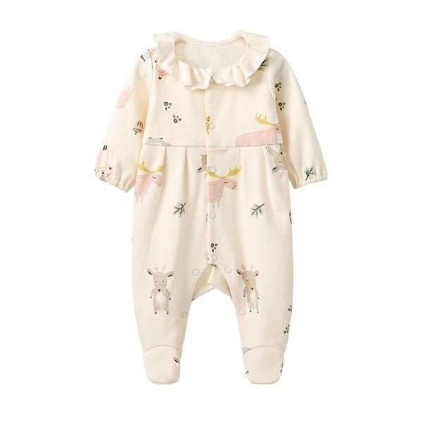

pureborn newborn footed jumpsuit pajamas for boys girls cotton printed footies spring autumn baby clothes 210309, Blue