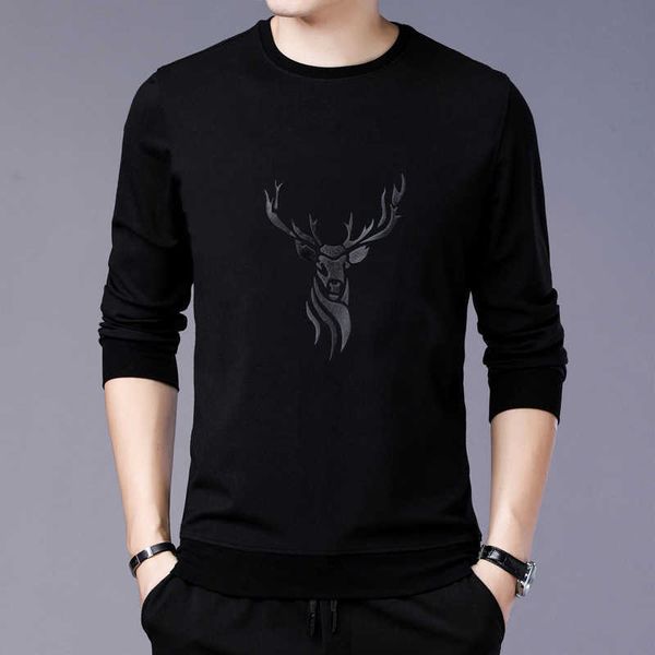 

sleeve long t-shirt black printing young men's thin clothing spring and autumn base t-shirt long, White;black