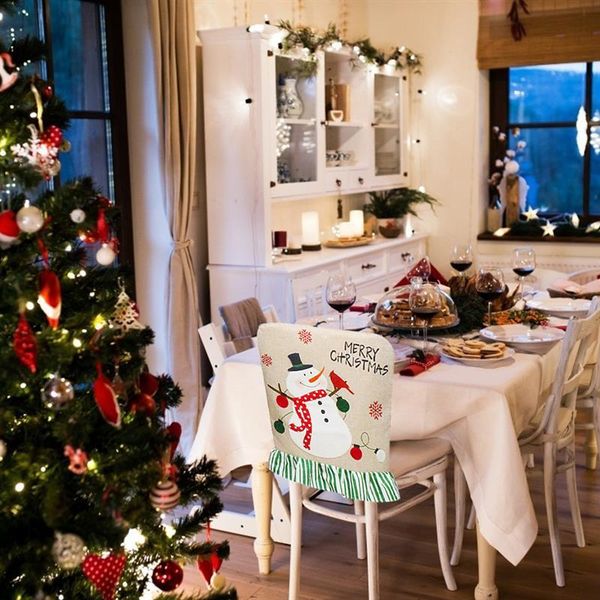 

chair covers year christmas decorations diy cute embroidery old man snowman cover linen stool