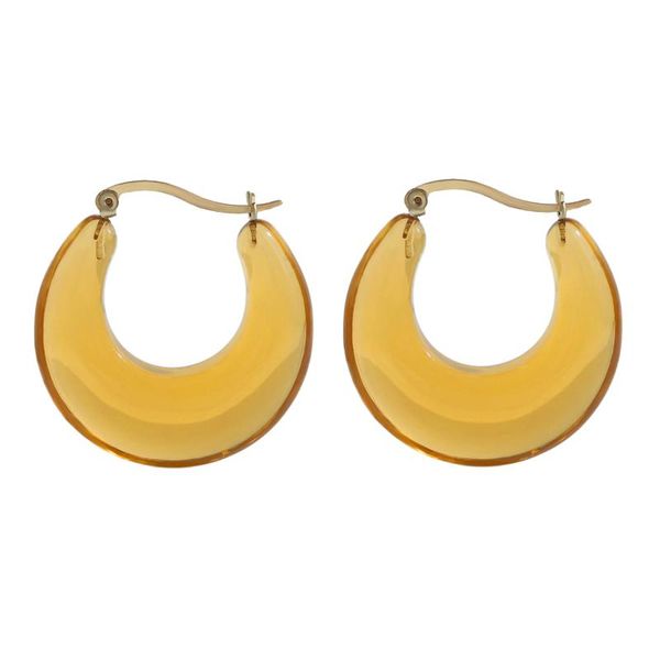 

hoop & huggie dvacaman 2021 colourful transparent acrylic resin earrings for women candy color geometric circle c-shaped jewelry, Golden;silver