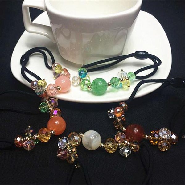 

hair clips & barrettes elastic band korea style accessories crystal beads hairbands for women children, Golden;silver