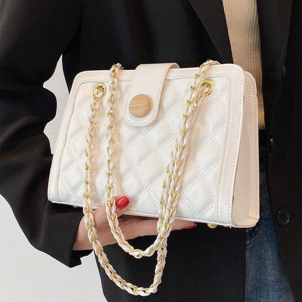 

evening bags chain women's tote bag rhombus lattice shoulder handbags luxury pu leather crossbody ladies quilted plaid messenger sac
