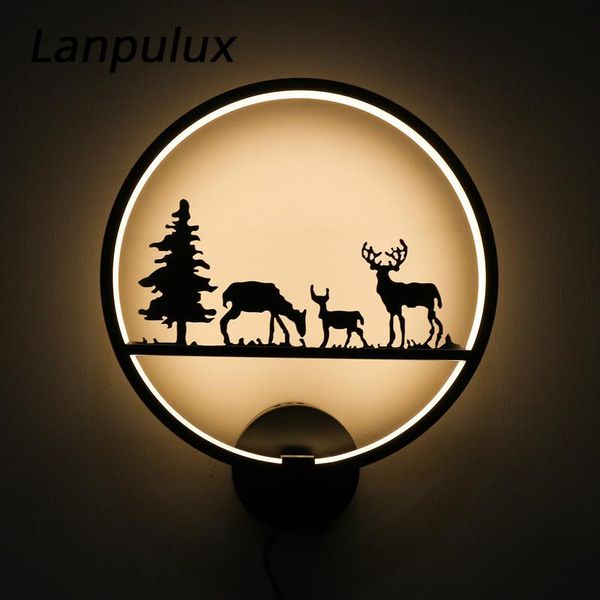 

wall lamp lanpulux reindeer mounted lamps 12w 110v-220v bedroom home decoration light fixtures iron warm white modern style lighting