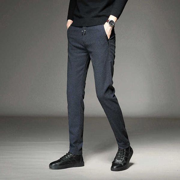 

autumn and winter men's casual pants youth slim fashion korean, Black