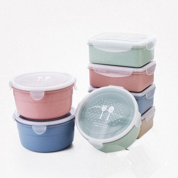 

dinnerware sets household round mini plastic crisper container leakproof rectangular lunch box for kids bento boxes school picnic