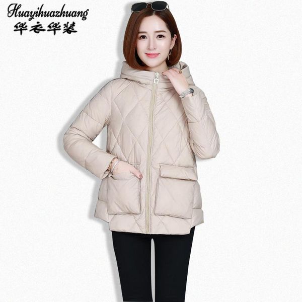 

women's down & parkas women coat pocket hooded solid female warm thicken cotton jacket loose oversized womens short 2021 autumn, Black