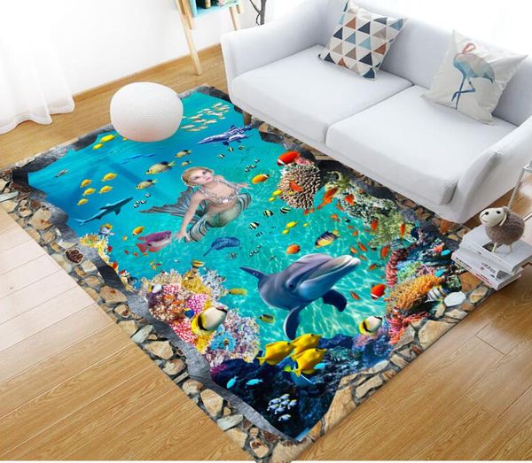 

cushion/decorative pillow underwater world dolphin square anti-skid area floor mat 3d rug non-slip dining room living soft bedroom carpet st
