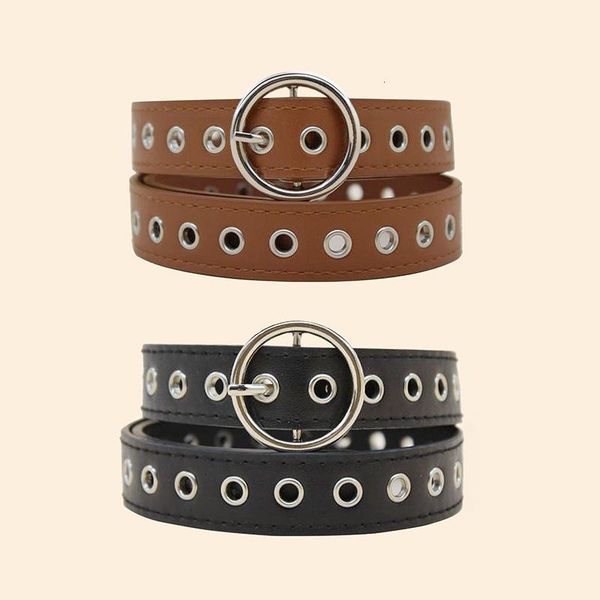 

belts combination women's fashion punk thin eyelet, Black;brown