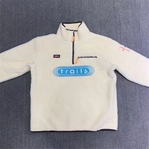 

2021 20fw new lamb wool fleece cactus trails full zip hoodie men women 1:1 embroidery fashion casual sweatshirts x67h, Black
