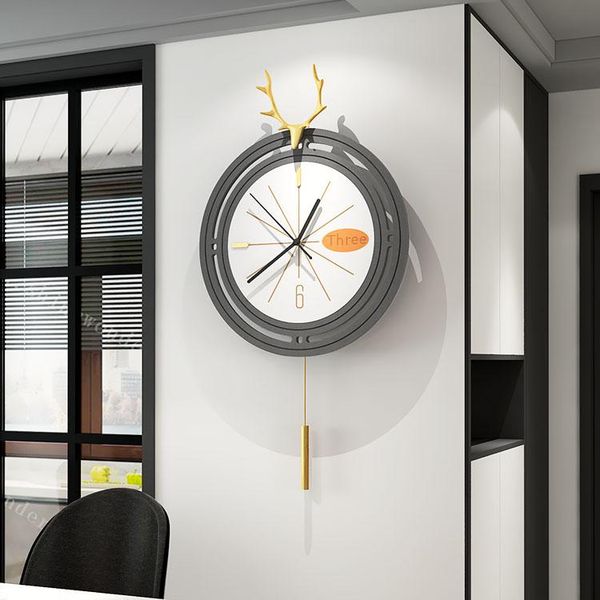 

wall clocks nordic style clock luxury pendulum simple fashion gray watch silent living room zegary na sciane home