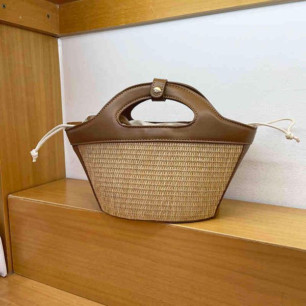 

women's elegant ladies straw large capacity handbag retro fashion summer beach holiday vacation woven handle bag c0508