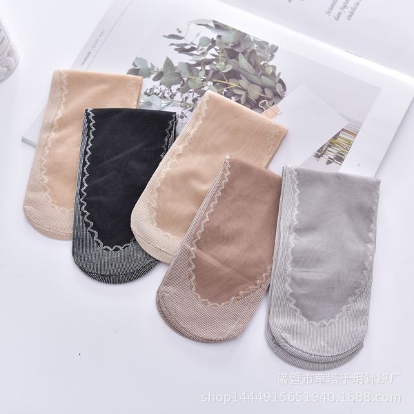 

socks hosiery women''s summer non slip lei short boat veet socks, Black;white