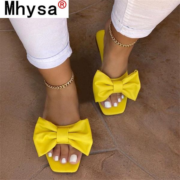 

2021 new summer women sandals fashion square head bow women platform sandals outdoor beach open toe flat slipper zapatos mujer, Black