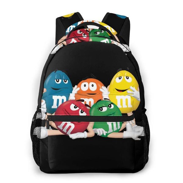 

backpack m&m's chocolate candy for girls boys travel rucksackbackpacks teenage school bag