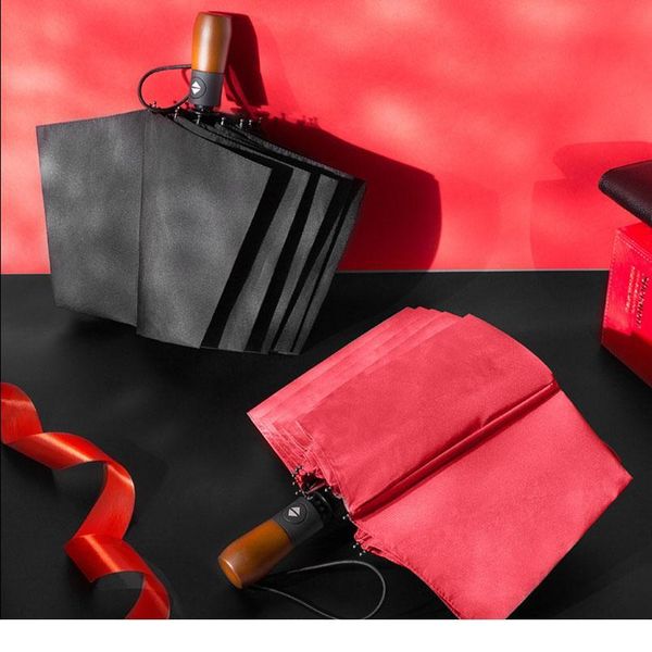 

three folding umbrella rain women matic 10 ribs strong windproof rainproof black umbrella male female of paraguas jllagp