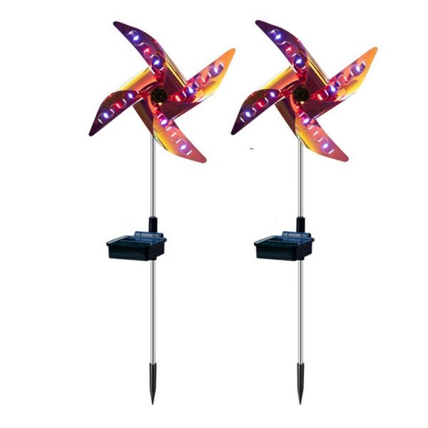 

lawn lamps 2 pcs solar windmill light led waterproof decorative powered lamp outdoor walkway garden yard patio1