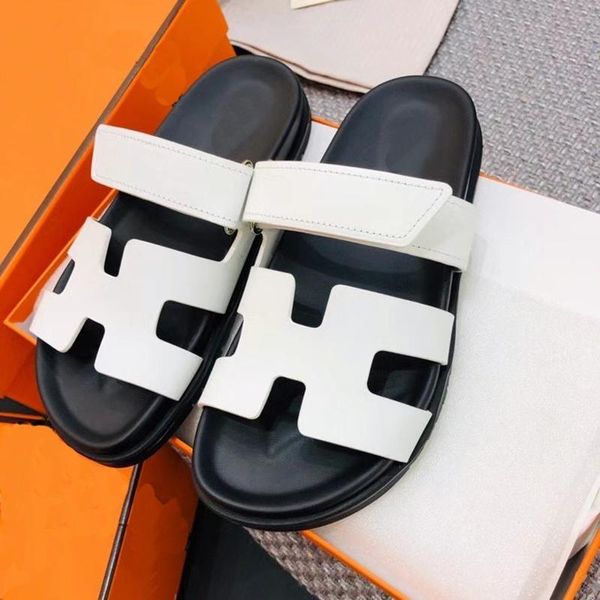

outlet designers sandals thick bottomed slippers womens 2021 summer solid fashion hook & loop slipper outdoor leather shoes scuffs casual, Black