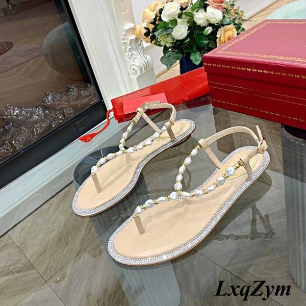 

70% off wholesale flip-flops sweet style design pearl chain flip flops summer casual shoes beach slippers flat vacation women sandals 32my, Black