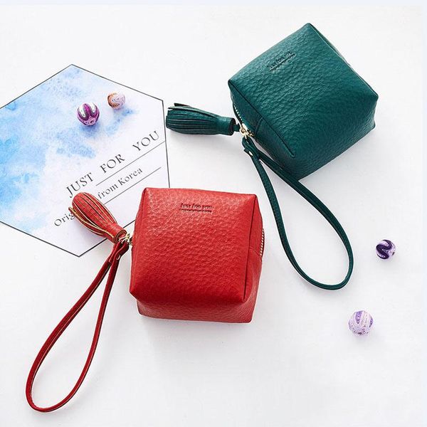 

coin purses purse women small mini wallet leather kids keychain ladies wallets and card holder cute key zipper, Red;black