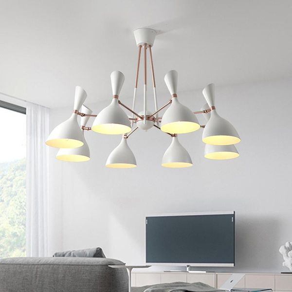

chandeliers nordic minimalist iron personality creative dining room bedroom black gold rotating modern living lamp