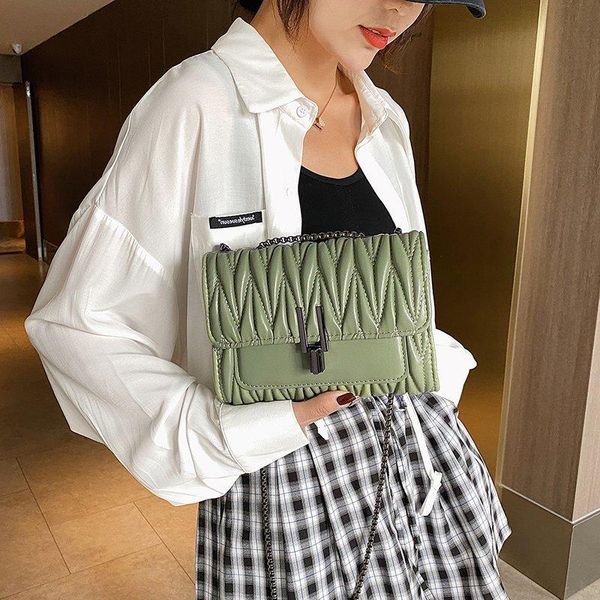 

2020 new spring portable small female wrinkled fragrance bag chain one-shoulder casual messenger fashion square tpjnw