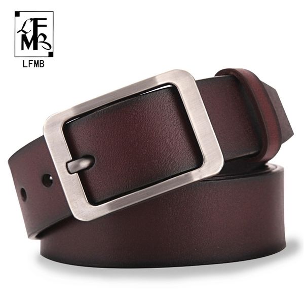 

[lfmb]men's belt leather belt men pin buckle cow genuine leather belts for men 130cm mens belt cinturones hombre 220210, Black;brown