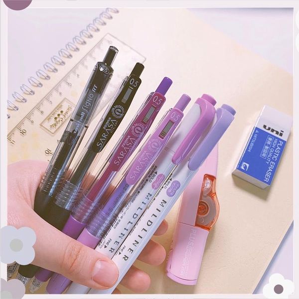 

gel pens zebra sarasa jj15 press pen ins cold wind retro color kawai 0.5 student value control purple powder blue set