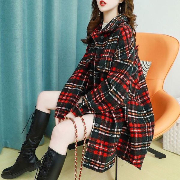 

2021 spring and autumn fashion shirt ladies in the style long-sleeved plaid all with wool fqq7, White