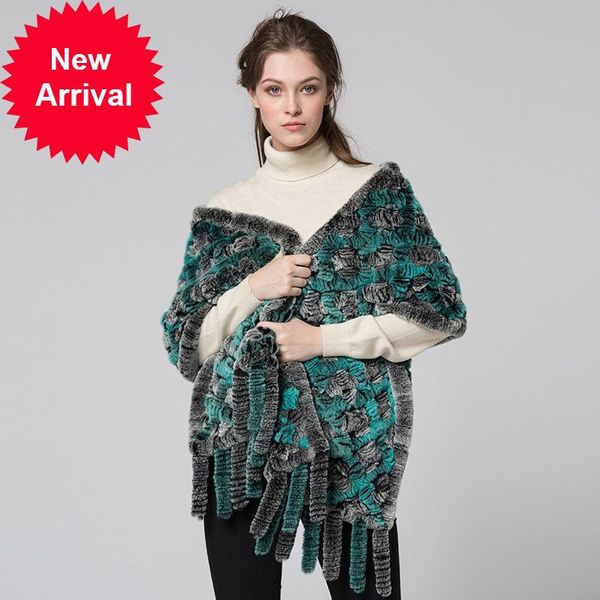 

the women poncho rex fur knitted shawl wraps scarves, Blue;gray