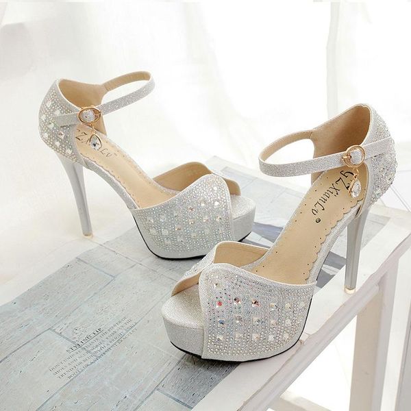 

sandals comfort shoes for women high heels espadrilles platform suit female beige buckle strap 2021 rhinestone closed high-, Black