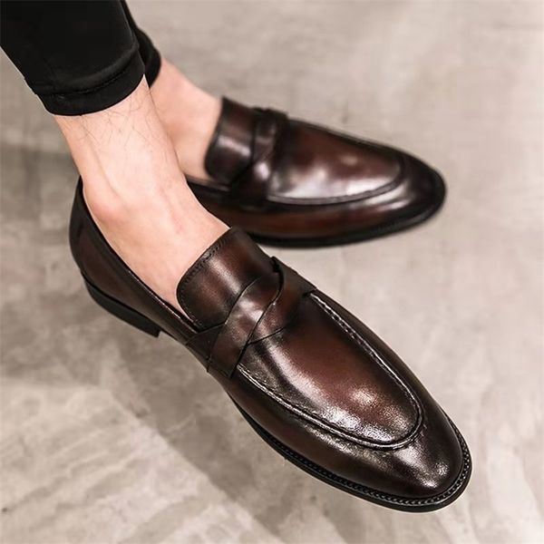 

men casual shoes breathable leather loafers business office for driving comfortable slip on tassel shoe 220309, Black