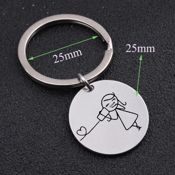 

keychains stick figure pattern key chain boy girl friends engraved keyring for lover couple gift love souvenir keychain 1 pcs jewelry, Silver