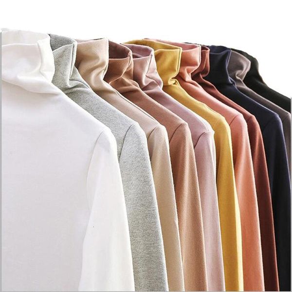 

normov women plus size elasticity bottoming t shirt women high collar long sleeve slim fit women's autumn wild tshirt, White