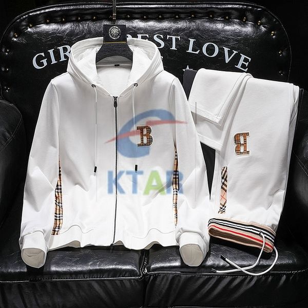

2021 autumn new sports men's wear european fashion brand hooded cardigan long sleeve leisure suit, Gray