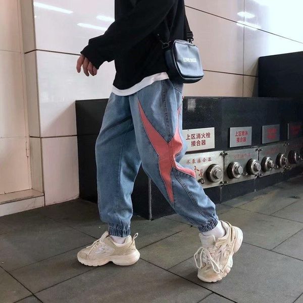 

men's jeans 2021 fashion cargo versatile hip hop harajuku loose harlan pants advanced stretch casual male, Blue