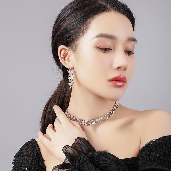 

chokers mogaku stylish zircon clavicle chain for women butterfly shaped necklaces design rhinestone party jewelry ladies, Golden;silver