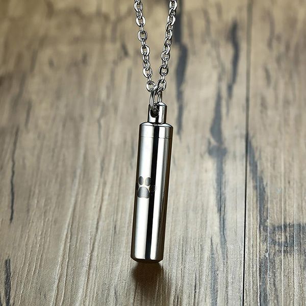 

pendant necklaces nhgbft stainless steel pet for women mens laser dog can unscrew cylindrical, Silver