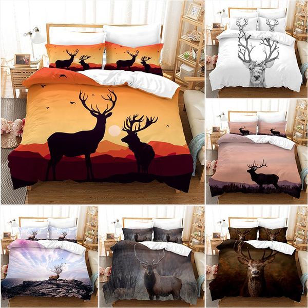 

bedding sets 3d elk deer duvet cover with pillow set single double twin full  king bed bedroom decor