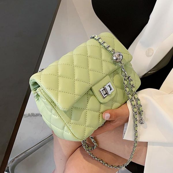 

shoulder bags summer lingge chain mini pu leather flap crossbody bag 2021 handbags beautiful fashion luxury tend brand purses green