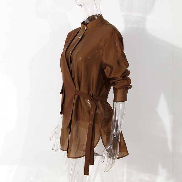 

casual two piece set for women stand collar long sleeve shirt asymmetrical coat female sets 2021 autumn fashion new, White