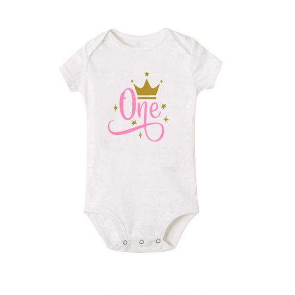 

rompers 2021 one birthday gifts letter print baby summer short sleeve boys girls 100% cotton jumpsuits 0-24m, Blue