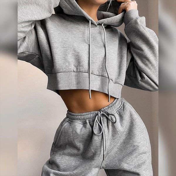 

winter fashion outfits tracksuit hoodies womens pants sweatshirt and sweatpants casual sports 2 piece set, White