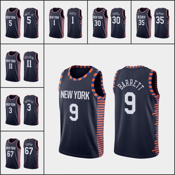 

new yorkknicksmen r.j. barrett taj gibson bobby portis julius randle kevin durant customcitynavy jersey, Black