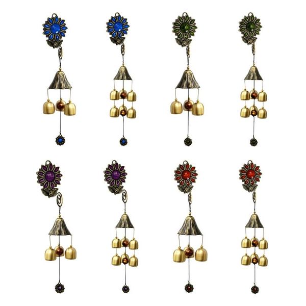

decorative objects & figurines wall hanging blessing ornaments sunflower bells wind chime copper art decor for home garden shop door car gif