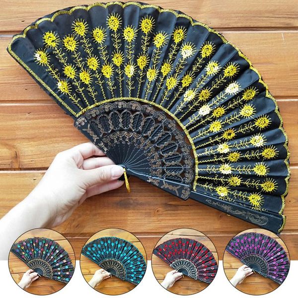 

other home decor art fan folding tail feather plastic bone sequins carved hand summer accessory crafts print embroidery