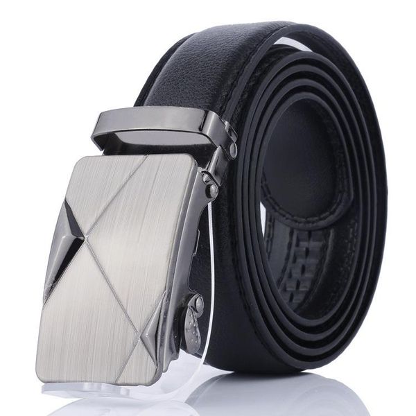 

belts men's automatic buckle belt young people metal geometric pattern simple highgrade luxury business ceinture homme p55, Black;brown