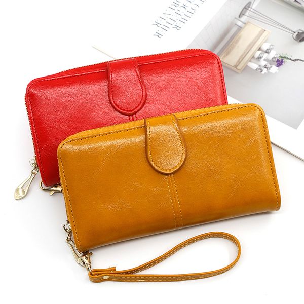 

oil holder wallet long zipper multi-card card fashion ladies wax bag kruef
