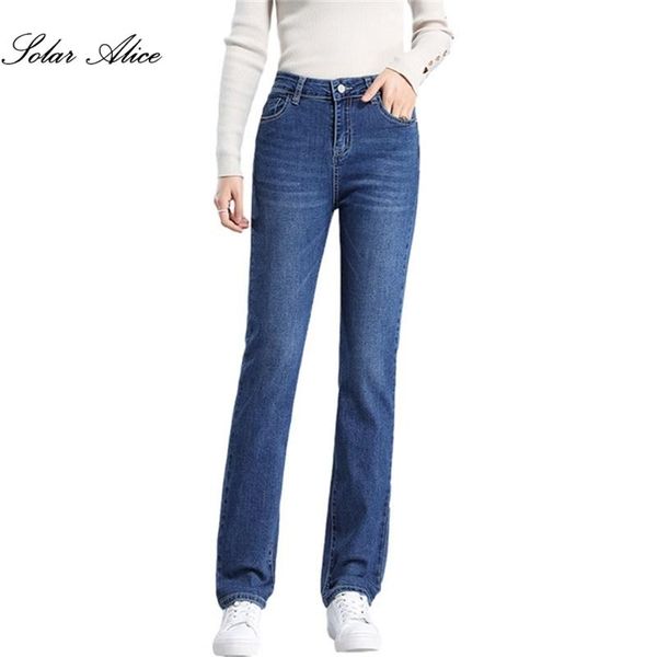 

women's jeans 2021 fall/winter high-waist straight-leg slim slimming casual pants, Blue