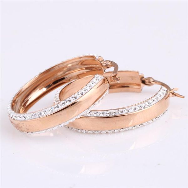 

2021 selling european and american titanium steel inlaid crystal earrings female crystal from swarovskis 3 colors fit women, Golden;silver