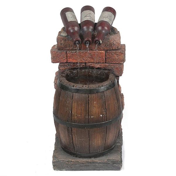 

garden decorations easy to assemble resin wine bottle and barrel outdoor water fountain sculpture rustic yard & waterfall decoration